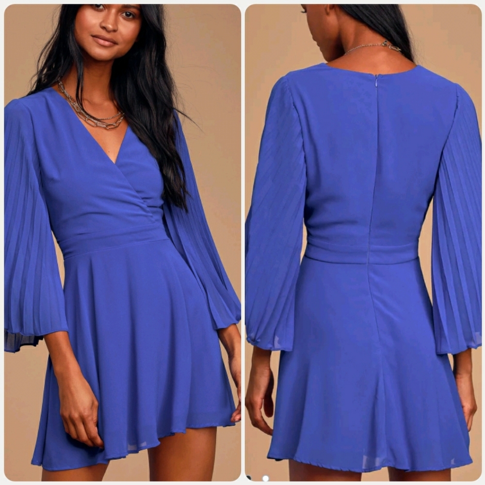 Lulu's Royal Blue Three-Quarter Sleeve Dress